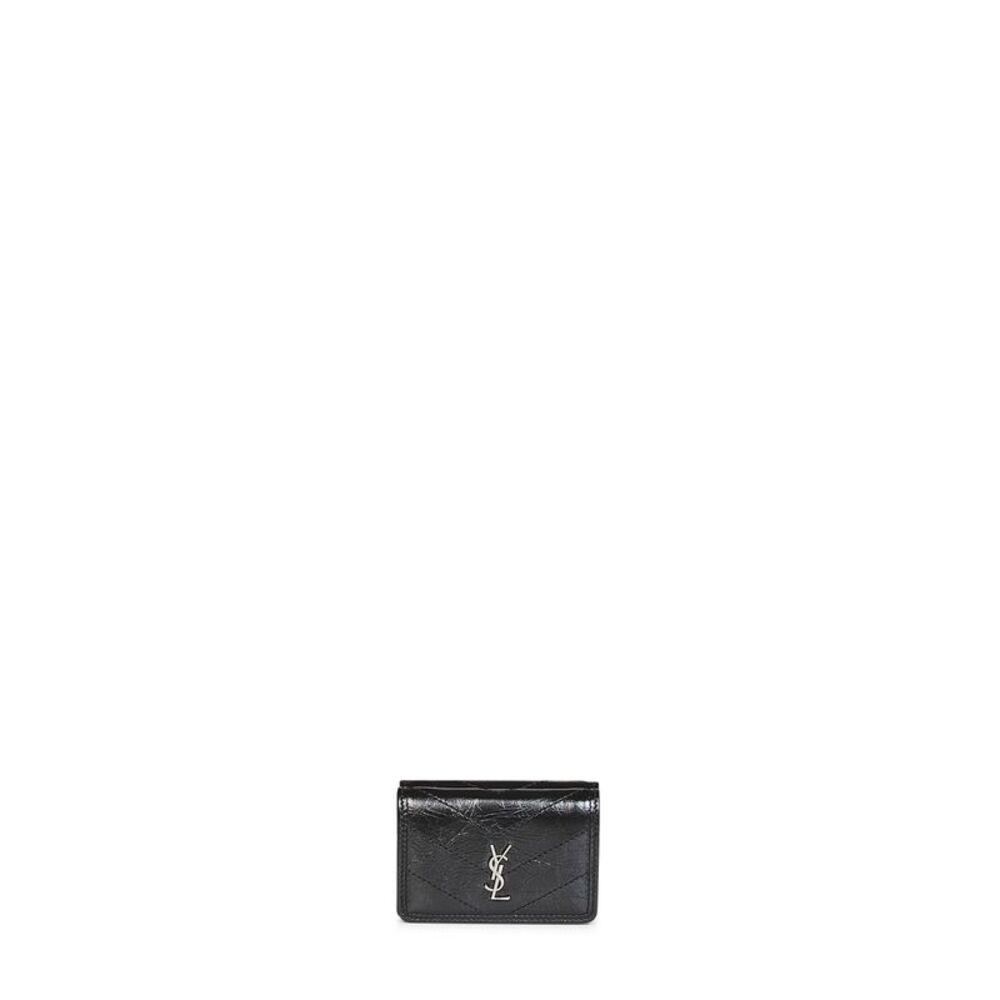 Saint Laurent Women Black Niki Slim Tri-Fold Calf Leather Wallet <Br/>